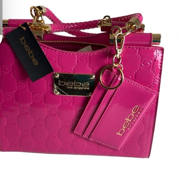 Bebe Dana Monogram Top Handle Crossbody Hot Pink NWT $109 - Picture 3 of 4
